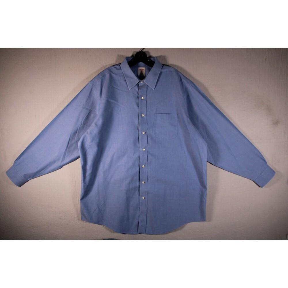 Brooks Brothers 346 Men's Blue Non-Iron 100% Cotton Long Sleeve Button Up Dress
